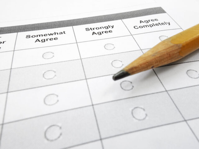 closeup of a survey questionnaire form and pencil